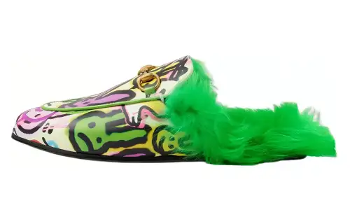 GUCCI Princetown Graffiti-print Slippers