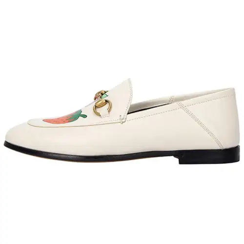 GUCCI Horsebit Leather Casual Shoes Women's White