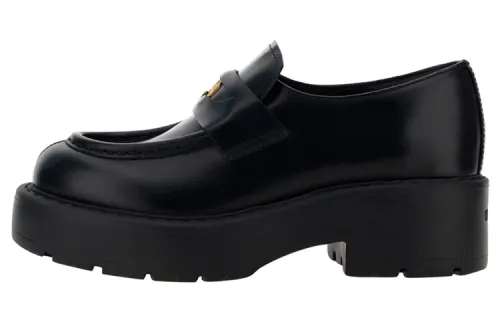 MIU MIU Leather Platform Shoes Women's Black