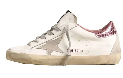 Golden Goose Super Star Low top Stylish Skateboarding Shoes Women's White Pink Distressed