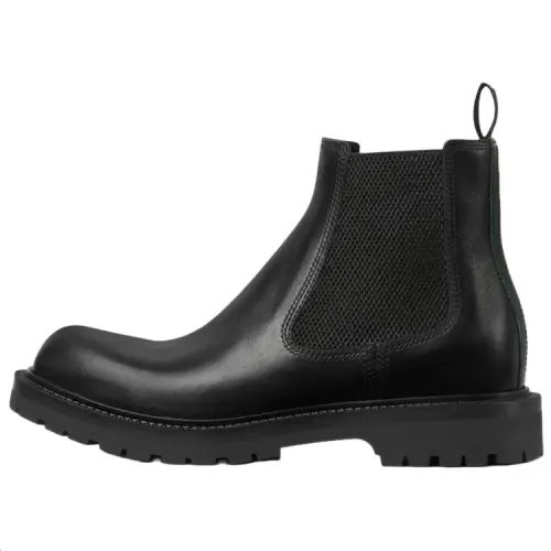 GUCCI Leather Short Chelsea Boots Men's Black