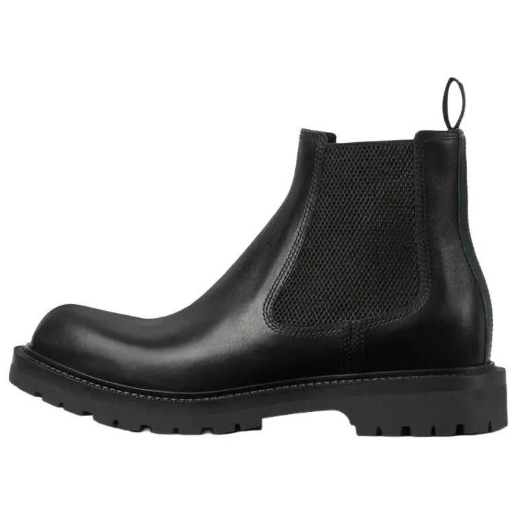 GUCCI Leather Short Chelsea Boots Men's Black