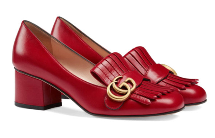 GUCCI GG Marmont Block Heel High Heels Women's Red