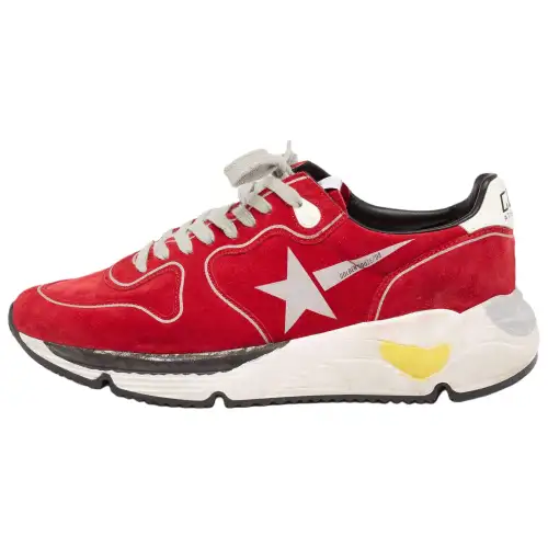Golden Goose Running Sole Cow Leather Distressed Low top Casual Shoes Women's Red