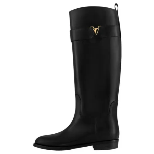 LOUIS VUITTON Amiral Calfskin Knee high Boots Women's Black