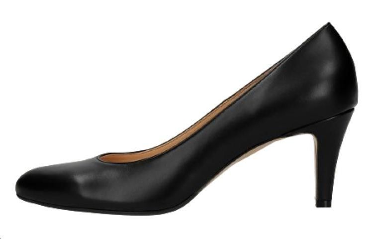CHANEL Leather Logo Slim Heel High Heels 7.5cm Women's Black