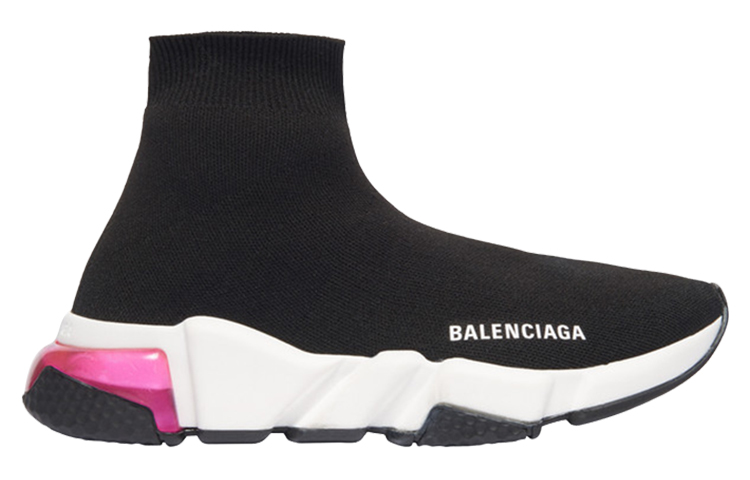 Женские кроссовки Balenciaga Speed Clear Sole (черно-розовые) — фото 2