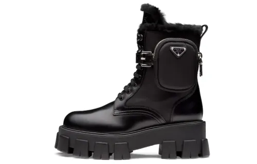 PRADA Monolith Ankle Boots Women's Black