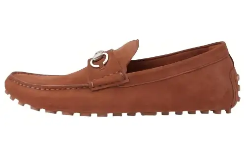 GUCCI Braun Suede Gommino Loafers Men's Brown