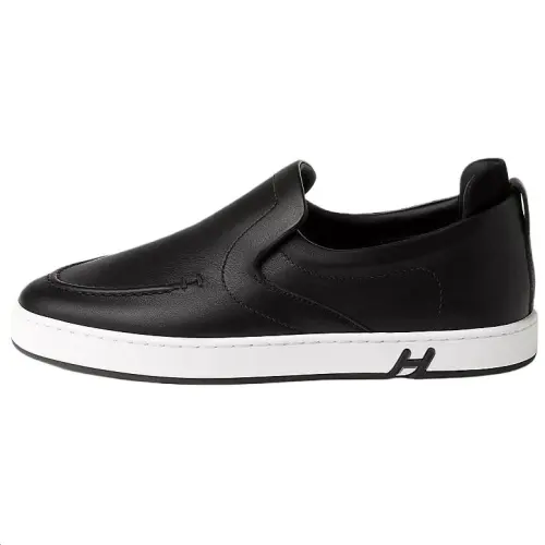 HERMES Kiddy Calfskin Casual Shoes Women's Black