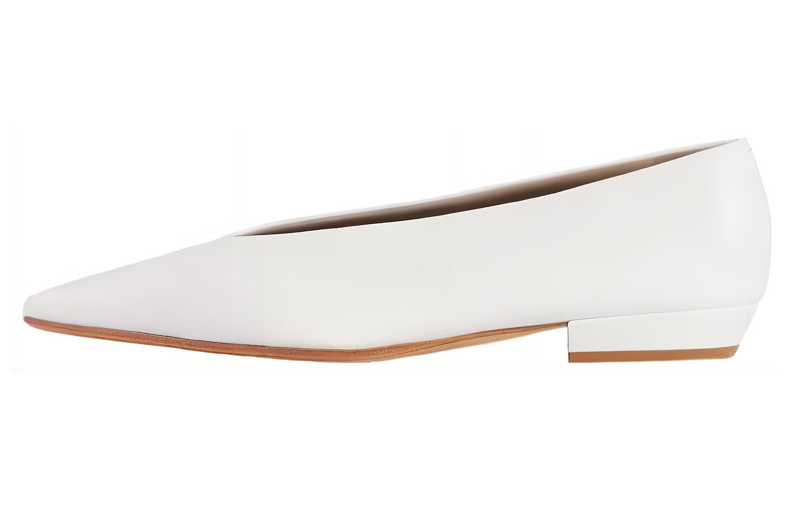 Bottega Veneta Almond Leather Ballet Flat White Women's