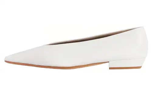 Bottega Veneta Almond Leather Ballet Flat White Women's