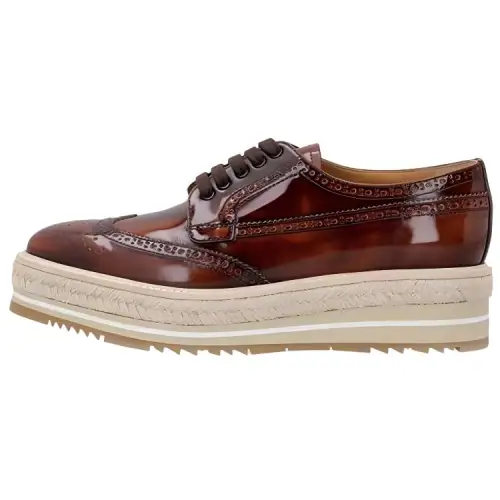 PRADA Leather Casual Shoes Women's Brown