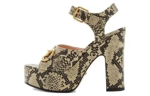 GUCCI Leather One Strap Sandals Women's Beige Brown