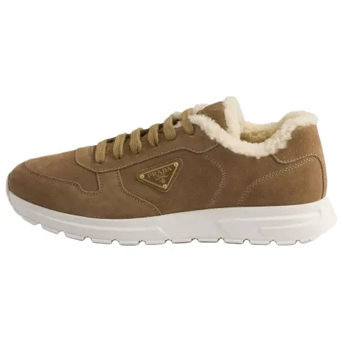 PRADA Prax Suede Low top Casual Shoes Men's Camel Brown
