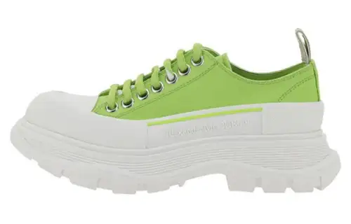 Alexander McQueen Tread Slick Low Lace Up 'Lime Green White' Women's