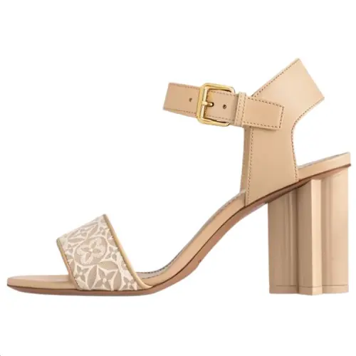 LOUIS VUITTON Silhouette One Strap Sandals 8cm Women's Light Umber