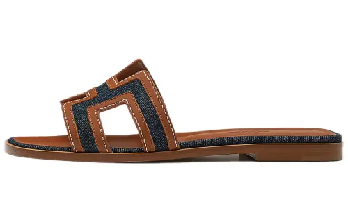 HERMES Oran Quiet Slide Slippers Women's Umber