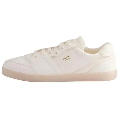 PRADA Leather Low top Skateboard Shoes Men's White