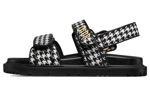 DIOR DiorAct One Strap Sandals Women's Black White Gold