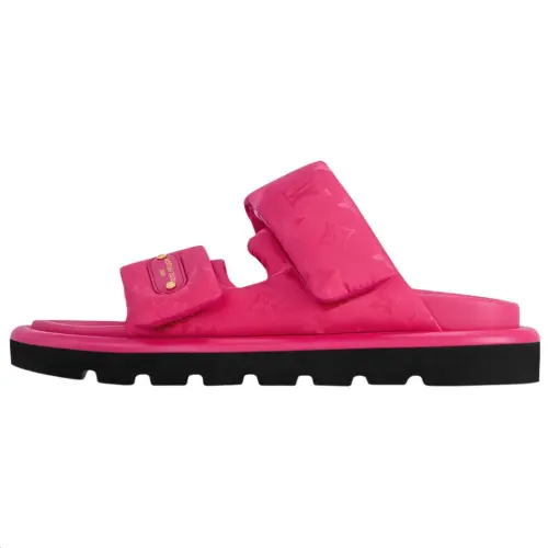 LOUIS VUITTON Pool Pillow Comfort Slide Slippers Women's Raspberry Red