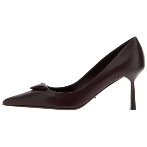 PRADA Leather Slim Heel High Heels 8cm Women's Bordeaux Red