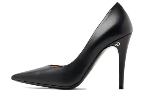 GUCCI Leather Slim Heel High Heels 10.5cm Women's Black