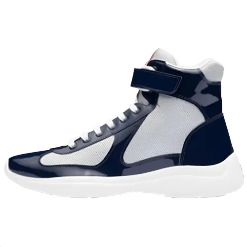 PRADA America's Cup Patent Leather High top Casual Shoes Men's Blue