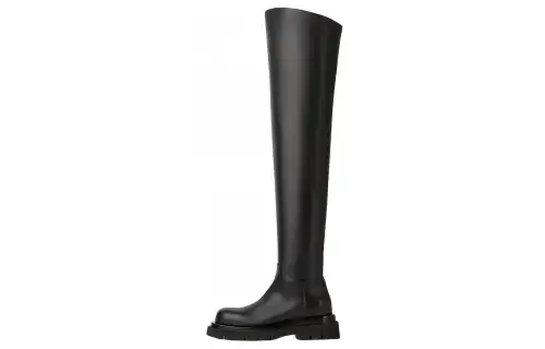 Bottega Veneta Lug Chelsea Leather Fashion Knee high Boots 5.5cm Women's Black