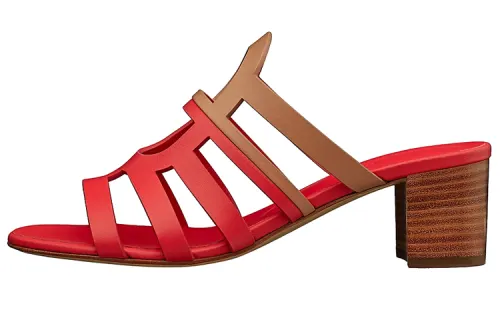 HERMES Celena Slide Slippers Women's Red