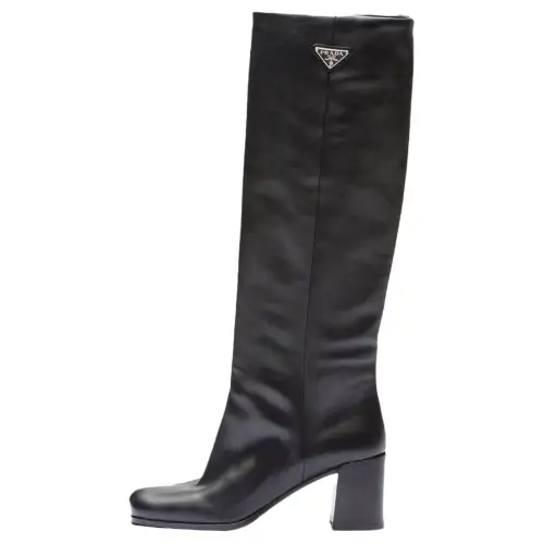PRADA Leather Knee high Boots 6.5cm Women's Black