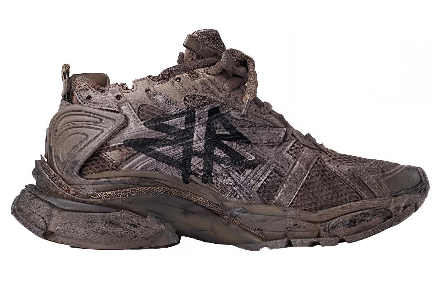 Мужские кроссовки Balenciaga Runner Graffiti (серо-коричневые) — фото 2