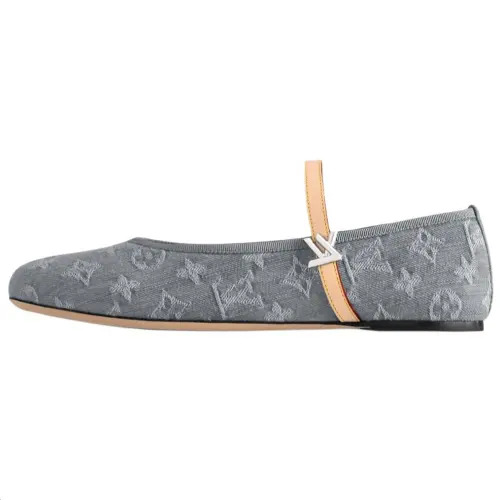 LOUIS VUITTON Romy Denim Flat Mary Jane Shoes Women's Gray