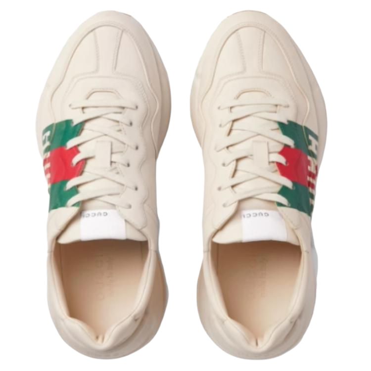 GUCCI Rhyton Cow Leather Low top Chunky Sneakers Men's Ivory White