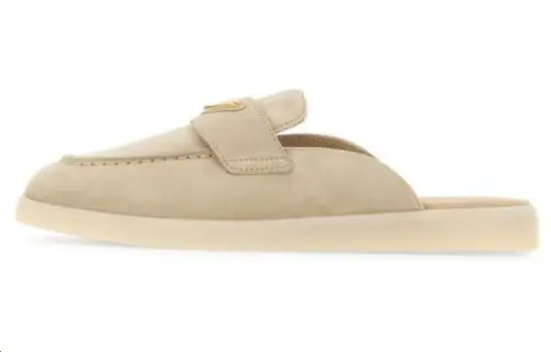 PRADA Fuzzy Closed Toe Slippers Women's Beige