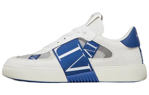 Valentino VL7N Mesh, Leather Low top Stylish Skateboarding Shoes Men's White Blue