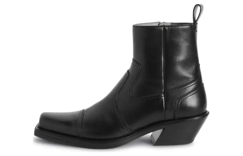 OFF-WHITE Cowboy Leather Ankle Boots