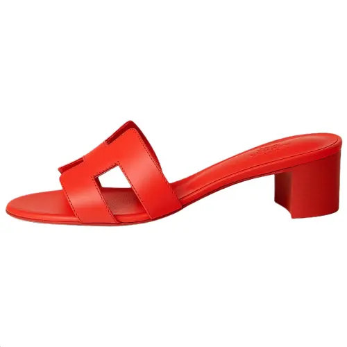 HERMES Oasis Slide Slippers 5cm Women's Red