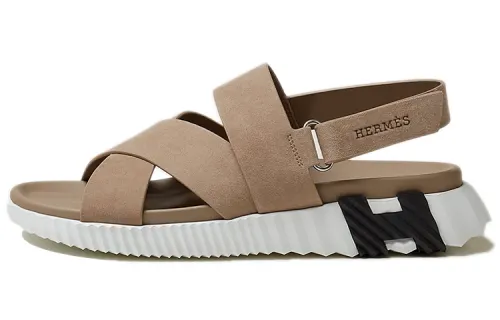 HERMES Electric One Strap Sandals Men's Gravel Beige Color