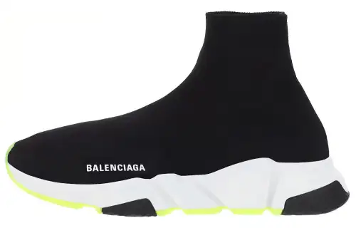 Balenciaga Speed High top Casual Shoes Men's Black Yellow