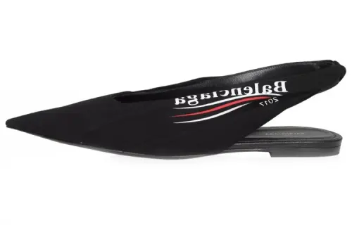 Balenciaga Knife Slingback Logo Print Casual Flats 'Black' Women's