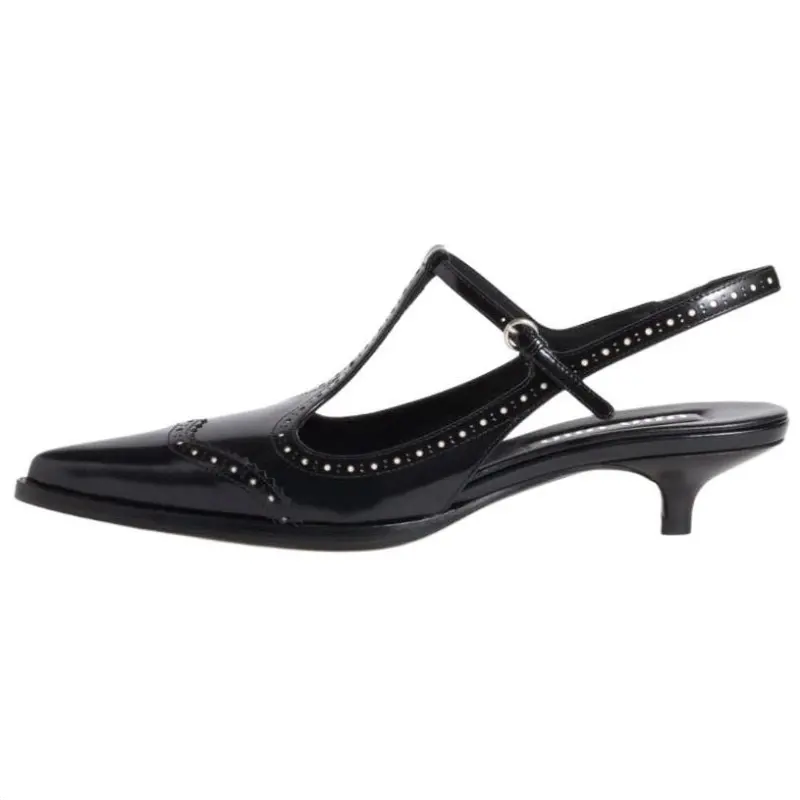 MIU MIU Leather High Heels 3.5cm Women's Black