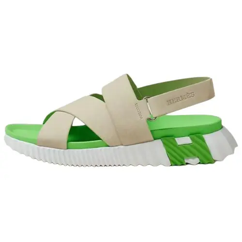 HERMES Electric One Strap Sandals Men's Beige