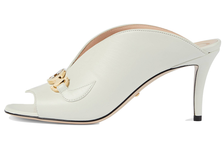 GUCCI Zumi Metal Slide Slippers Women's White