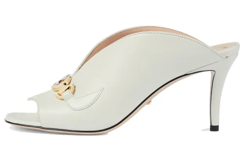GUCCI Zumi Metal Slide Slippers Women's White