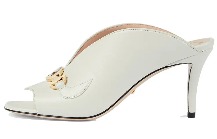 GUCCI Zumi Metal Slide Slippers Women's White