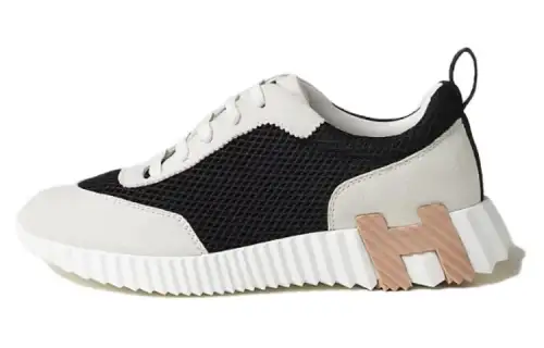 HERMES Hermès Bouncing Fabric Versatile and Comfortable Running Shoes Low-top Lifestyle Shoes Women's Black and White