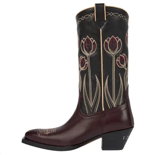 GUCCI Leather Knee high Boots 4.5cm Women's Burgundy