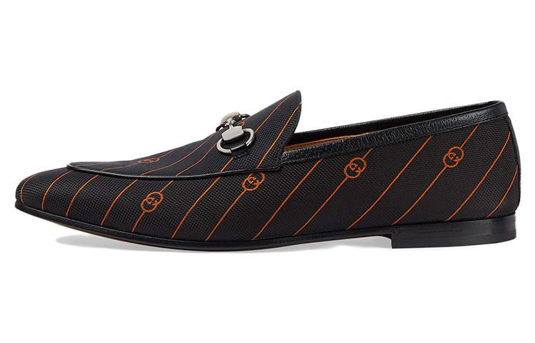 Мужские лоферы Gucci Jordaan (черно-оранжевые)
