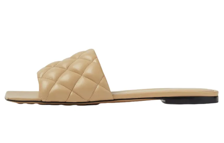 Bottega Veneta Leather Patchwork Quiet Slide Slippers Women's Sucrose